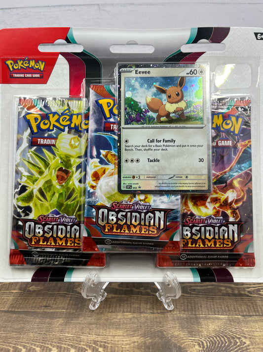 Obsidian Flames 3 Booster Packs + Eevee Promo